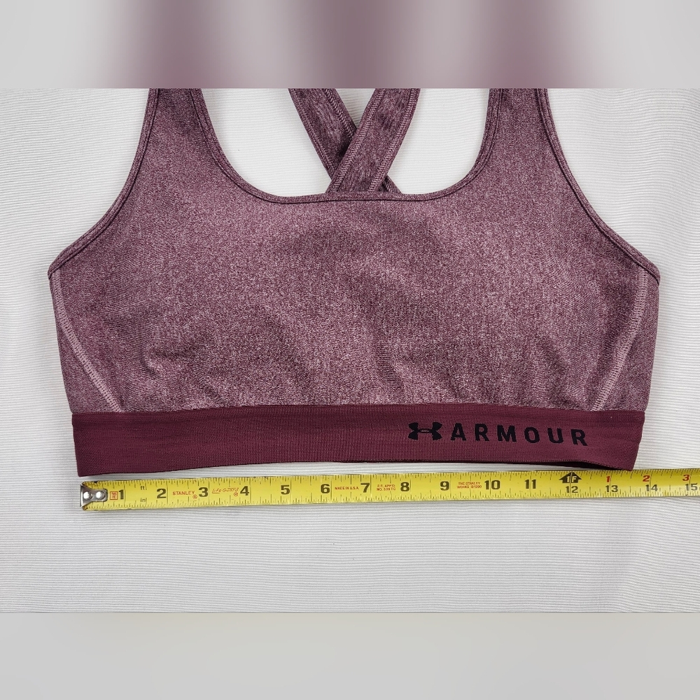Under Armour Purple Heathered Sports Bra Mid Crossback Compression Large - Picture 7 of 9